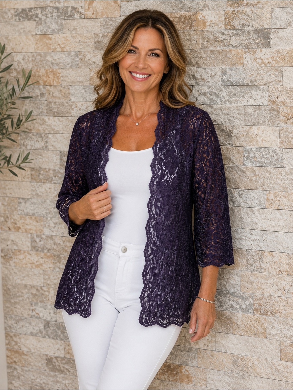 Alex Evenings Deep Purple Lace Overlay Jacket\ Cardigan\ overlay size 12